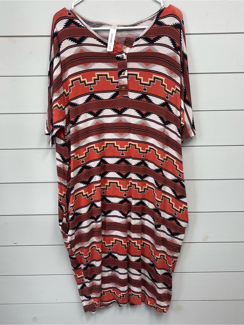 Lounge and Liv dress orange and black aztec  women's size S/M